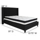 Black,Full |#| Full Size Tufted Black Fabric Platform Bed with Accent Nail Trim & Mattress