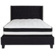 Black,Full |#| Full Size Tufted Black Fabric Platform Bed with Accent Nail Trim & Mattress