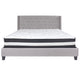 Light Gray,King |#| King Size Tufted Light Gray Fabric Platform Bed with Accent Nail Trim & Mattress