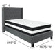 Dark Gray,Twin |#| Twin Size Tufted Dark Gray Fabric Platform Bed with Accent Nail Trim & Mattress