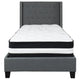 Dark Gray,Twin |#| Twin Size Tufted Dark Gray Fabric Platform Bed with Accent Nail Trim & Mattress