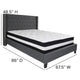 Dark Gray,Queen |#| Queen Size Tufted Dark Gray Fabric Platform Bed with Accent Nail Trim & Mattress