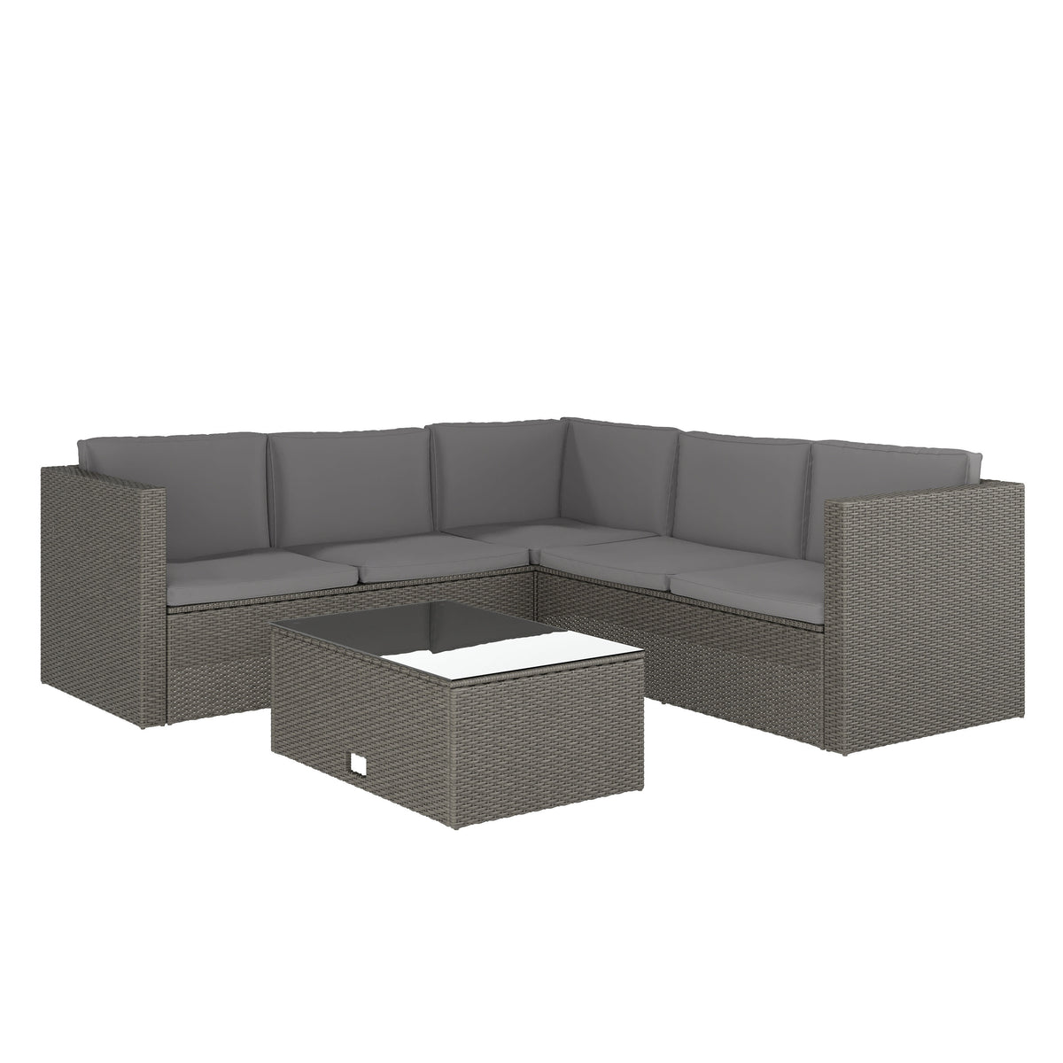 Gray Cushions/Gray Frame |#| Indoor/Outdoor Patio Wicker Rattan Sofa and Table Set in Gray