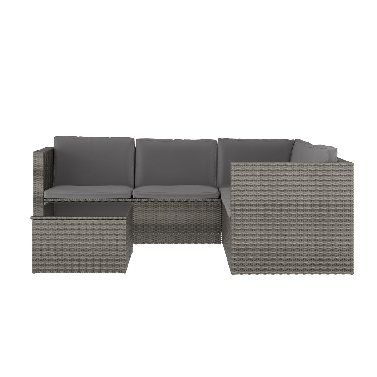 Gray Cushions/Gray Frame |#| Indoor/Outdoor Patio Wicker Rattan Sofa and Table Set in Gray
