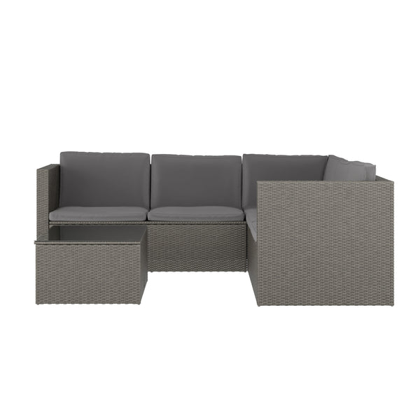 Gray Cushions/Gray Frame |#| Indoor/Outdoor Patio Wicker Rattan Sofa and Table Set in Gray