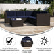 Navy Cushions/Brown Frame |#| Indoor/Outdoor Patio Wicker Rattan Sofa and Table Set in Brown and Navy
