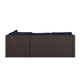 Navy Cushions/Brown Frame |#| Indoor/Outdoor Patio Wicker Rattan Sofa and Table Set in Brown and Navy