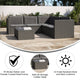Gray Cushions/Gray Frame |#| Indoor/Outdoor Patio Wicker Rattan Sofa and Table Set in Gray