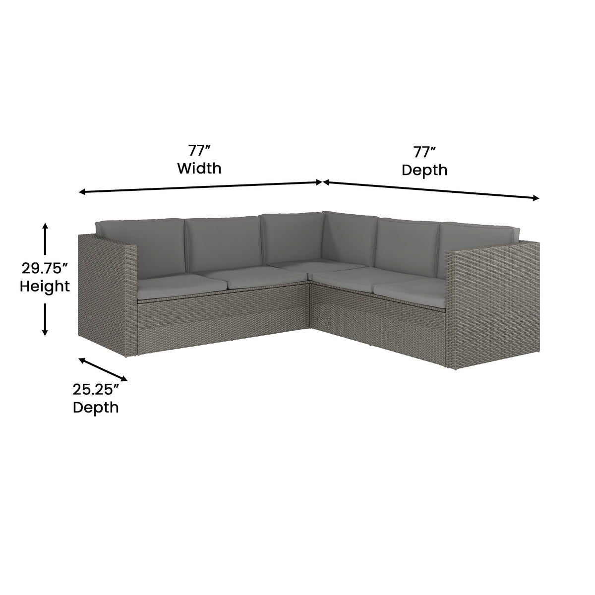 Gray Cushions/Gray Frame |#| Indoor/Outdoor Patio Wicker Rattan Sofa and Table Set in Gray