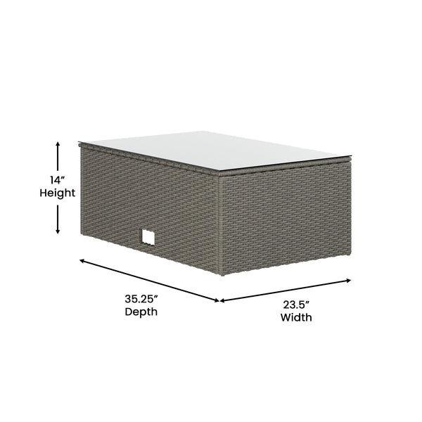 Gray Cushions/Gray Frame |#| Indoor/Outdoor Patio Wicker Rattan Sofa and Table Set in Gray