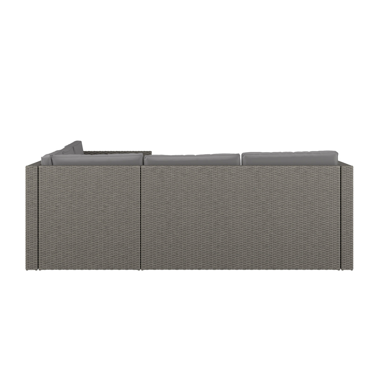 Gray Cushions/Gray Frame |#| Indoor/Outdoor Patio Wicker Rattan Sofa and Table Set in Gray