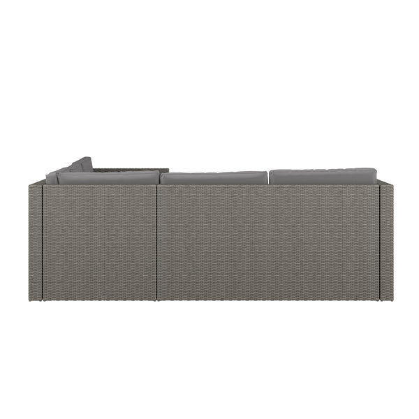 Gray Cushions/Gray Frame |#| Indoor/Outdoor Patio Wicker Rattan Sofa and Table Set in Gray