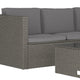 Gray Cushions/Gray Frame |#| Indoor/Outdoor Patio Wicker Rattan Sofa and Table Set in Gray