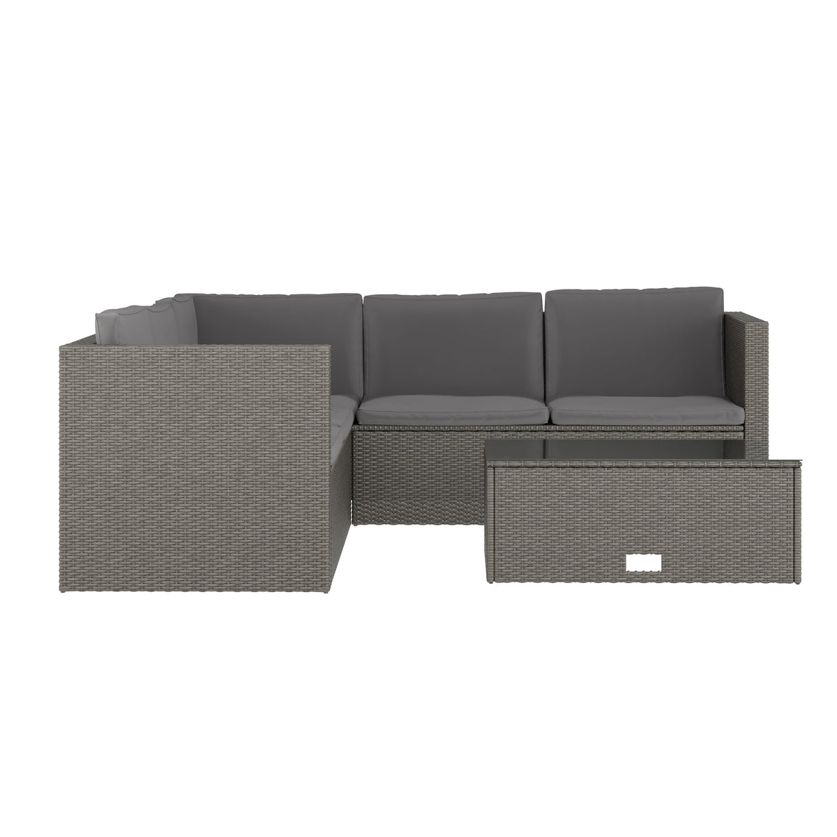 Gray Cushions/Gray Frame |#| Indoor/Outdoor Patio Wicker Rattan Sofa and Table Set in Gray