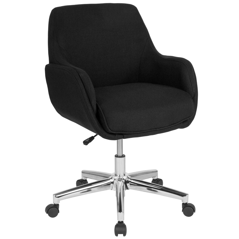 Black Fabric |#| Home and Office Upholstered Mid-Back Molded Frame Chair in Black Fabric