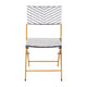 Navy & White |#| 2PC Navy and White Indoor/Outdoor PE Rattan Folding Bistro Chairs