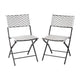 Black & White |#| 2PC Black and White Indoor/Outdoor PE Rattan Folding Bistro Chairs