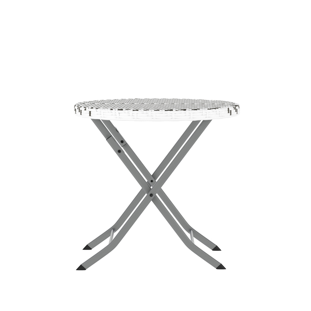 Gray & White |#| 3PC Gray/White and Charcoal Indoor/Outdoor PE Rattan Folding Bistro Set