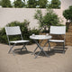 Gray & White |#| 3PC Gray/White and Charcoal Indoor/Outdoor PE Rattan Folding Bistro Set