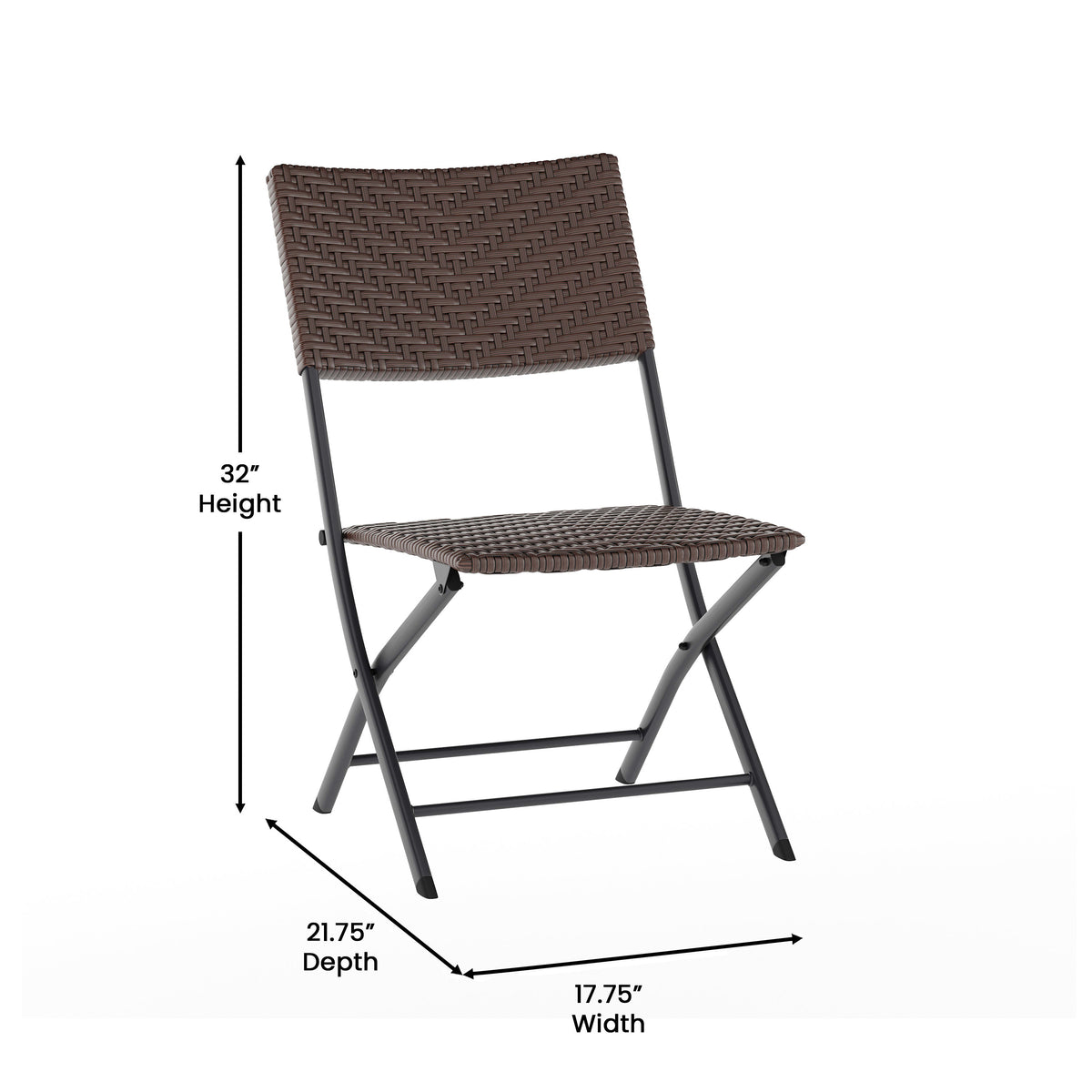 Brown |#| 3PC Brown and Black Indoor/Outdoor PE Rattan Folding Bistro Set