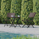 Brown |#| 3PC Brown and Black Indoor/Outdoor PE Rattan Folding Bistro Set