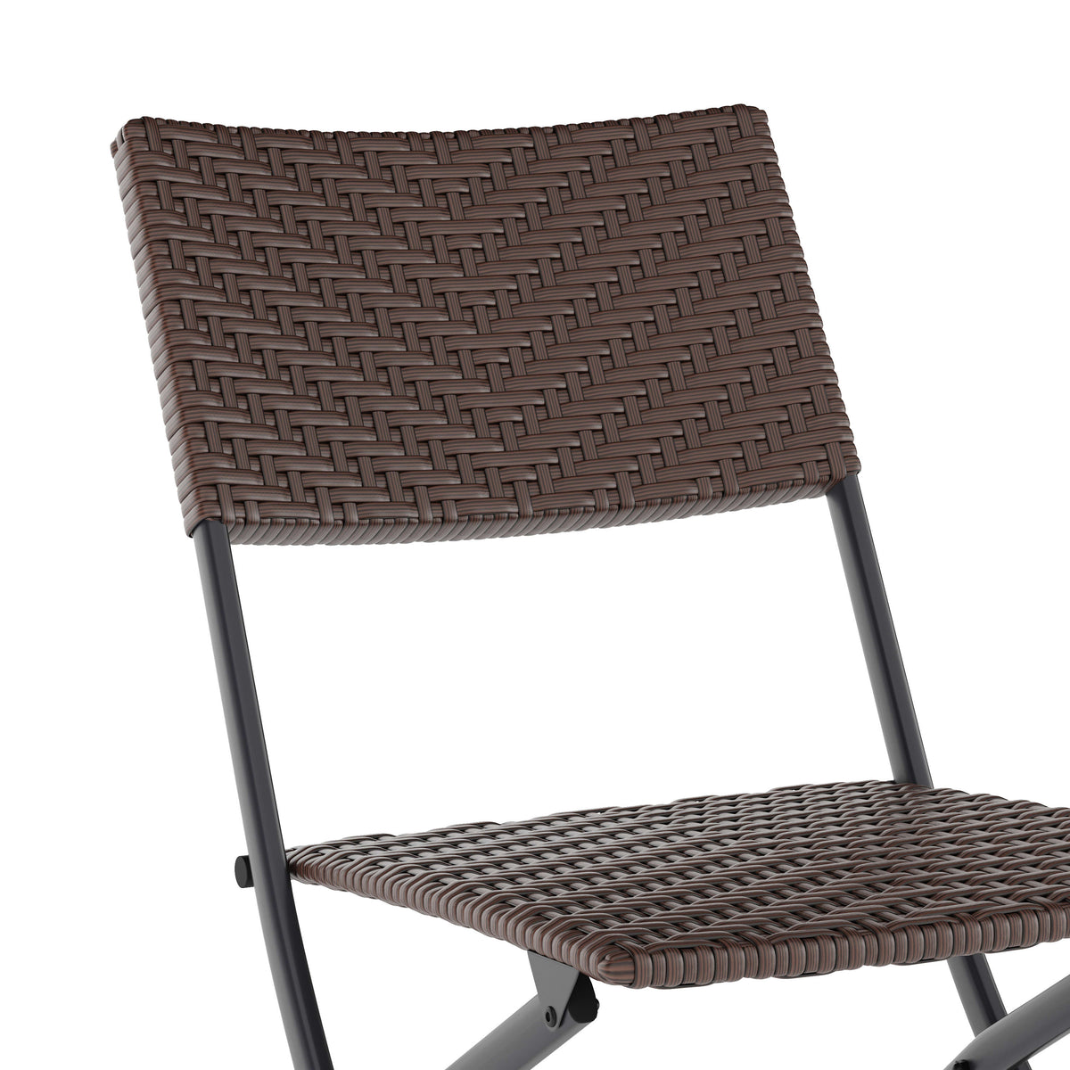 Brown |#| 3PC Brown and Black Indoor/Outdoor PE Rattan Folding Bistro Set
