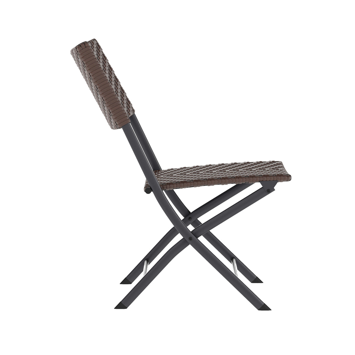 Brown |#| 3PC Brown and Black Indoor/Outdoor PE Rattan Folding Bistro Set