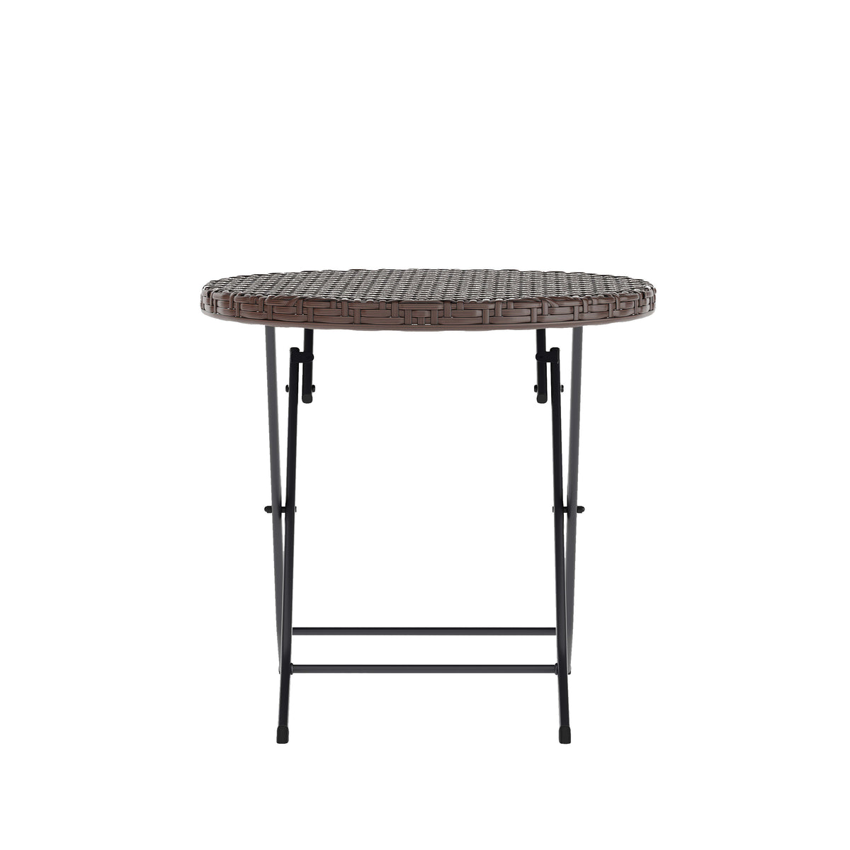 Brown |#| 3PC Brown and Black Indoor/Outdoor PE Rattan Folding Bistro Set