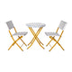 Navy/White |#| 3PC Navy and White Indoor/Outdoor PE Rattan Folding French Bistro Set