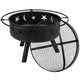 29inch Round Wood Burning Star and Moon Firepit with Mesh Spark Screen