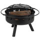 29inch Round Wood Burning Star and Moon Firepit with Mesh Spark Screen