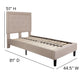 Beige,Twin |#| Twin Size Panel Tufted Upholstered Platform Bed in Beige Fabric