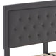 Dark Gray,King |#| King Size Panel Tufted Upholstered Platform Bed in Dark Gray Fabric