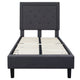 Dark Gray,Twin |#| Twin Size Panel Tufted Upholstered Platform Bed in Dark Gray Fabric