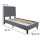 Light Gray,Twin |#| Twin Size Panel Tufted Upholstered Platform Bed in Light Gray Fabric
