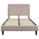 Beige,Full |#| Full Size Panel Tufted Upholstered Platform Bed in Beige Fabric