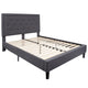 Dark Gray,Queen |#| Queen Size Panel Tufted Upholstered Platform Bed in Dark Gray Fabric