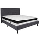 Dark Gray,King |#| King Size Panel Tufted Dark Gray Fabric Platform Bed with Memory Foam Mattress