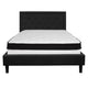 Black,Queen |#| Queen Size Panel Tufted Black Fabric Platform Bed with Memory Foam Mattress