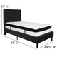 Black,Twin |#| Twin Size Panel Tufted Black Fabric Platform Bed with Memory Foam Mattress