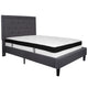 Dark Gray,Full |#| Full Size Panel Tufted Dark Gray Fabric Platform Bed with Memory Foam Mattress