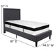 Dark Gray,Twin |#| Twin Size Panel Tufted Dark Gray Fabric Platform Bed with Memory Foam Mattress