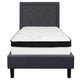 Dark Gray,Twin |#| Twin Size Panel Tufted Dark Gray Fabric Platform Bed with Memory Foam Mattress