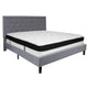 Light Gray,King |#| King Size Panel Tufted Light Gray Fabric Platform Bed with Memory Foam Mattress