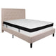 Beige,Queen |#| Queen Size Panel Tufted Beige Fabric Platform Bed with Memory Foam Mattress