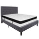 Dark Gray,Queen |#| Queen Size Panel Tufted Dark Gray Fabric Platform Bed with Memory Foam Mattress