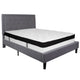 Light Gray,Queen |#| Queen Size Panel Tufted Light Gray Fabric Platform Bed with Memory Foam Mattress