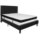 Black,Queen |#| Queen Size Panel Tufted Black Fabric Platform Bed with Memory Foam Mattress