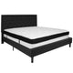 Black,King |#| King Size Panel Tufted Black Fabric Platform Bed with Memory Foam Mattress