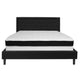 Black,King |#| King Size Panel Tufted Black Fabric Platform Bed with Memory Foam Mattress